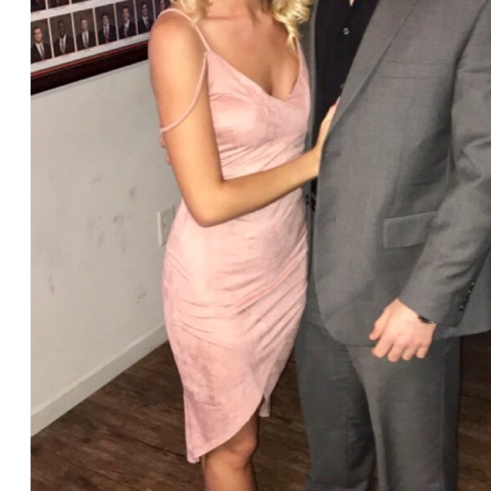 Light pink suede mini dress